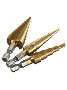   Lépcsős fúró, lépcsős fúró készlet, lépcsős lyukfúró (3 db)