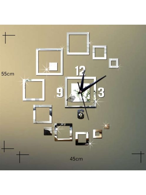 Modern stílusú tükrös négyzetek fali óra