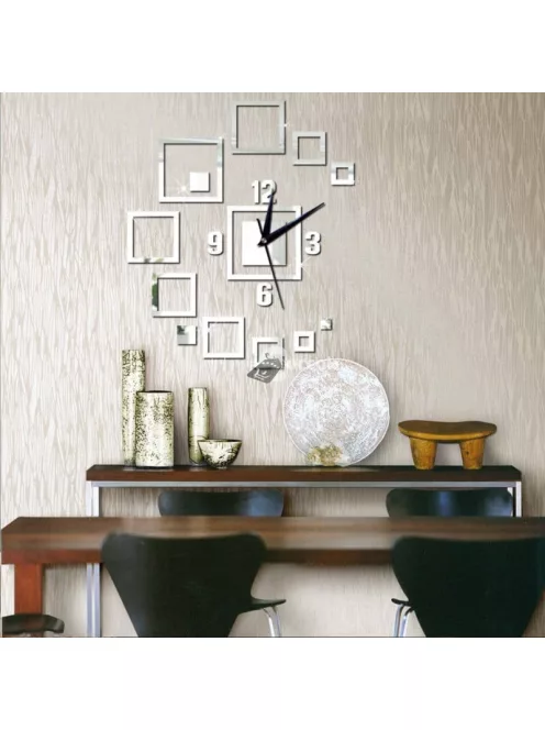 Modern stílusú tükrös négyzetek fali óra