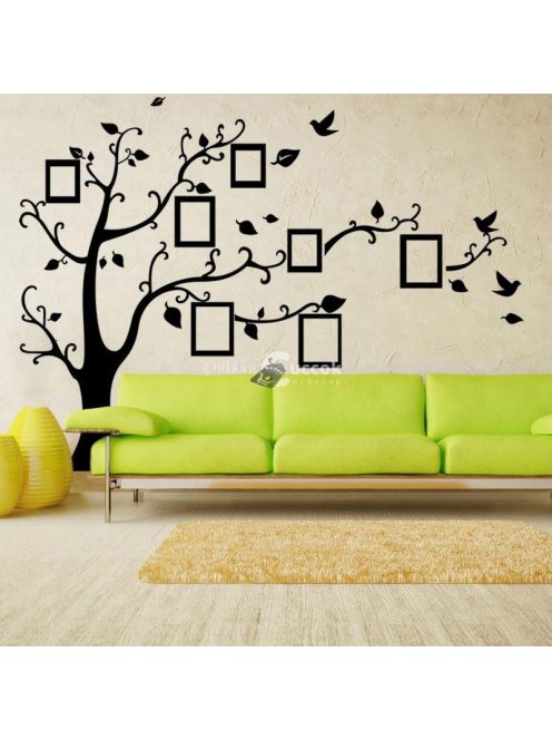 Fényképkeretes fa falmatrica dekoráció, faltetoválás falra