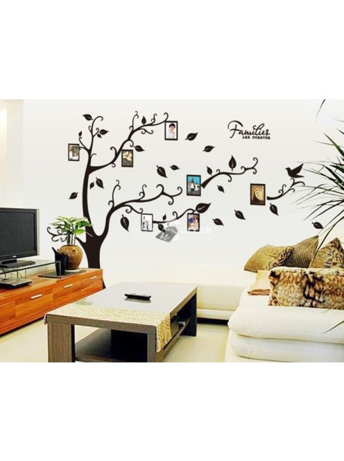 Fényképkeretes fa falmatrica dekoráció, faltetoválás falra