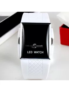  Sportos formatervezésű LED karóra fehér színben, időmérő funkcióval