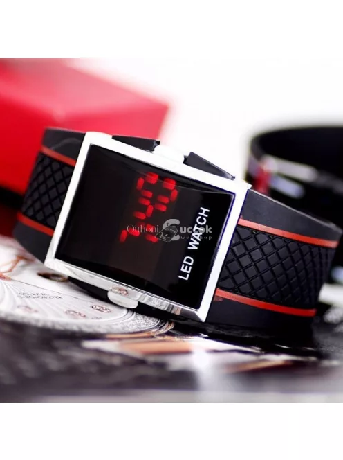 Sportos formatervezésű LED karóra fehér színben, időmérő funkcióval