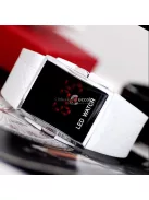 Sportos formatervezésű LED karóra fehér színben, időmérő funkcióval