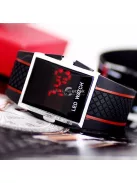 Sportos formatervezésű LED karóra fehér színben, időmérő funkcióval