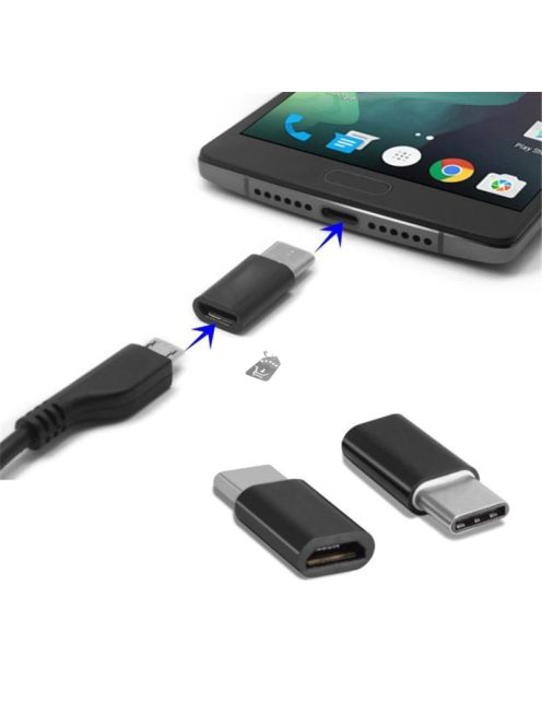 Micro USB - USB C átalakító, konverter okostelefonokhoz és táblagépekhez kompatibilis adapter