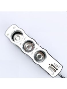   Autós szivargyújtó elosztó, beépített USB töltővel, több eszköz egyidejű töltésére