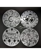 Tortadíszítő kellék - Többször használható tortadíszítő sablon készlet (4 különböző minta)