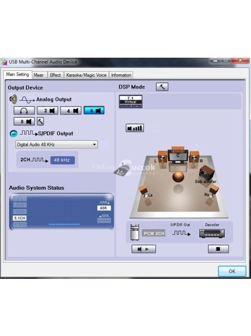 USB 5.1 Külső Hangkártya SPDIF Csatlakozással és Térhatású Hangzás Támogatással
