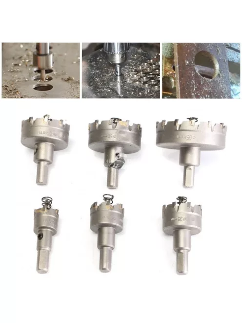 Körkivágó fémhez, lyukfűrész készlet, 6 db-os, precíziós fémvágó szerszámkészlet