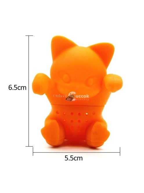 Szilikon teatojás és teafilter cicás dizájnnal tealevelek áztatásához