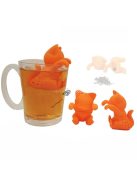 Szilikon teatojás és teafilter cicás dizájnnal tealevelek áztatásához