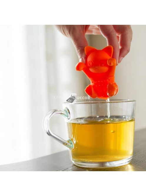 Szilikon teatojás és teafilter cicás dizájnnal tealevelek áztatásához