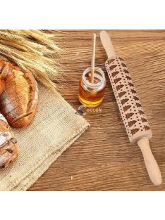   Karácsonyi mintás sodrófa - díszítő nyújtófa kekszekhez és süteményekhez