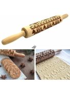 Karácsonyi mintás sodrófa - díszítő nyújtófa kekszekhez és süteményekhez