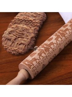   Karácsonyi mintás sodrófa - díszítő nyújtófa kekszekhez és süteményekhez