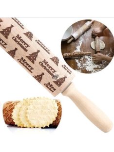   Karácsonyi mintás sodrófa - díszítő nyújtófa kekszekhez és süteményekhez