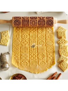   Karácsonyi mintás sodrófa - díszítő nyújtófa kekszekhez és süteményekhez