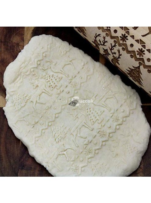 Karácsonyi mintás sodrófa - díszítő nyújtófa kekszekhez és süteményekhez