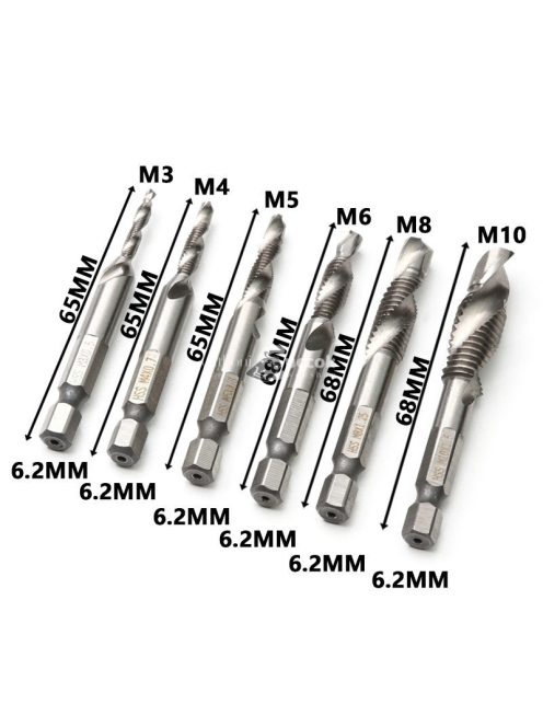 Menetfúró és csigafúró készlet (6 db) – Precíziós fémmegmunkáláshoz