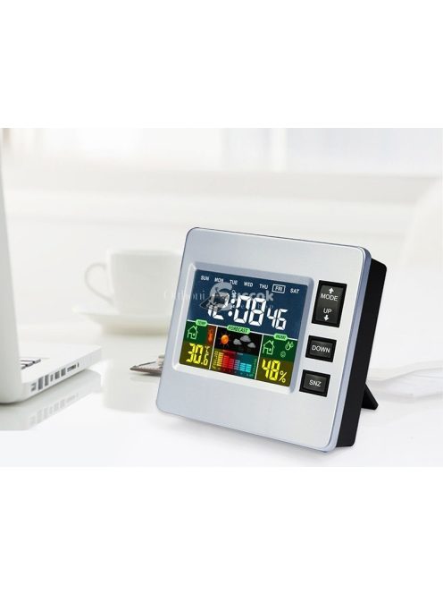 Multifunkciós LCD kijelzős időjárás állomás és digitális asztali óra pontos idő- és hőmérséklet kijelzéssel