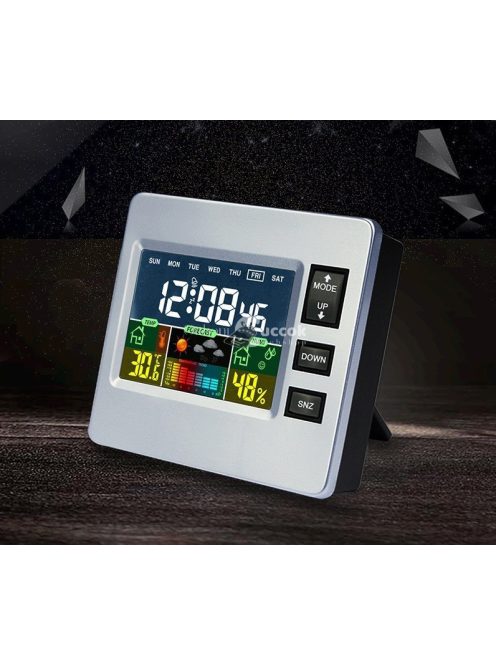 Multifunkciós LCD kijelzős időjárás állomás és digitális asztali óra pontos idő- és hőmérséklet kijelzéssel