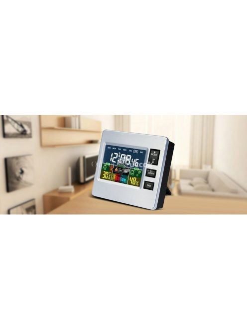 Multifunkciós LCD kijelzős időjárás állomás és digitális asztali óra pontos idő- és hőmérséklet kijelzéssel