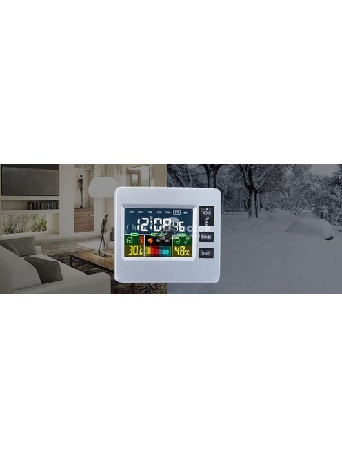 Multifunkciós LCD kijelzős időjárás állomás és digitális asztali óra pontos idő- és hőmérséklet kijelzéssel
