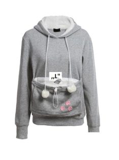   Macskahordozó pulóver beépített cicahordozó zsebbel, macskás dizájnnal