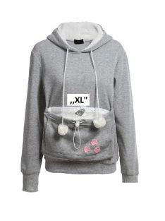   Macskahordozó pulóver beépített cicahordozó zsebbel, macskás dizájnnal