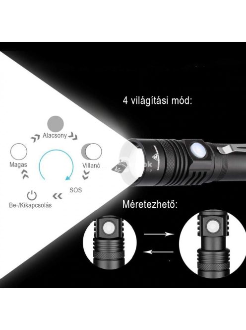 Szuper nagy fényerejű LED zseblámpa kültéri és vészhelyzeti használatra