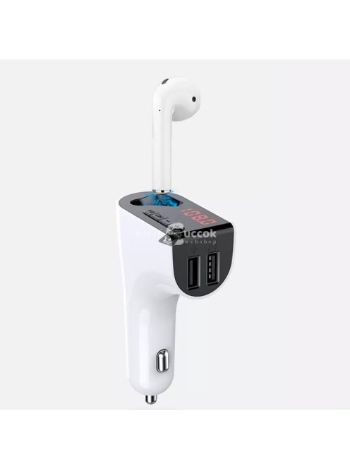 V14 2 az 1-ben autós Bluetooth headset és FM transmitter, 2 USB porttal és TF kártya támogatással, GCH-303