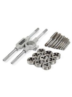   Menetvágó készlet (20 db-os) acél menetfúró és menetmetsző szerszámkészlet csavarok és csövek megmunkálásához