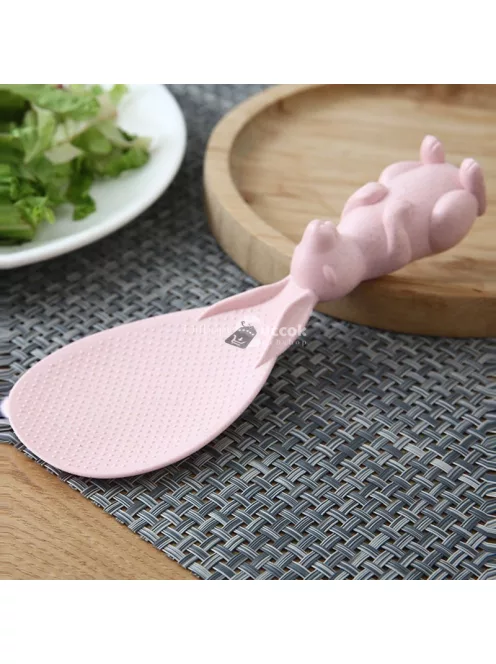Tapadásmentes szilikon nyúl formájú kanál, szürke színben, konyhai eszköz gyerekeknek