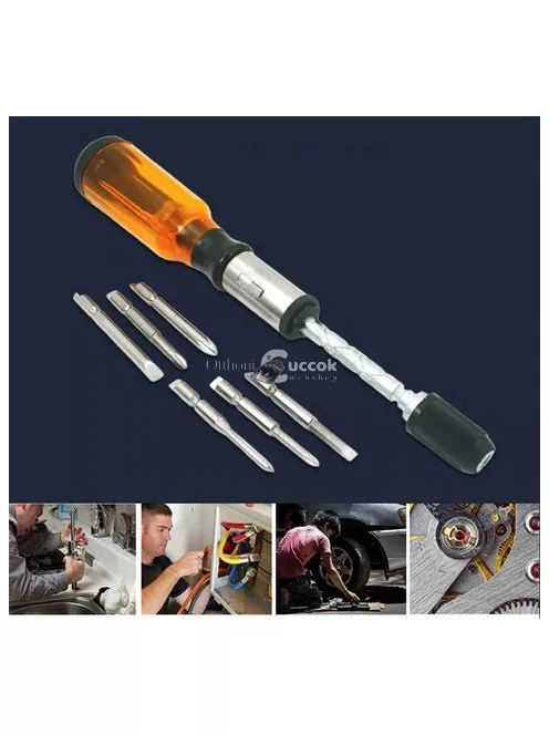 Racsnis Csavarhúzó 5 Cserélhető Fejjel - Precíziós Szereléshez