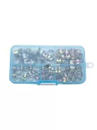 Szorítóbilincs készlet, 75 db csőbilincs (5 különböző méret) vízvezeték- és szerelési munkákhoz