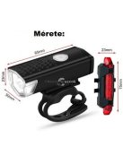 USB-ről tölthető LED-es Biciklilámpa Szett éjszakai kerékpározáshoz