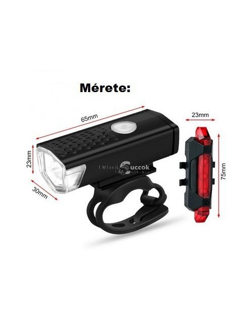 USB-ről tölthető LED-es Biciklilámpa Szett éjszakai kerékpározáshoz