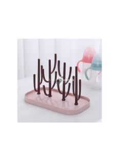   Cumisüveg szárító állvány - rózsaszín, praktikus babaápolási eszköz