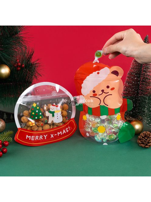 Karácsonyi ajándéktáska szett 25 db - karácsonyfa mintás ünnepi csomagolás