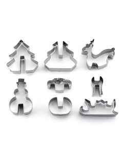   3D karácsonyi sütemény kiszúró készlet, 8 darabos sütiforma szett ünnepi süteményekhez