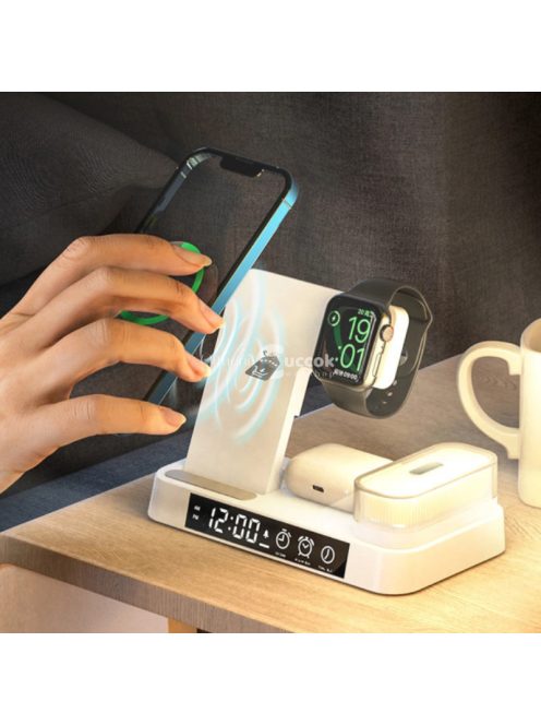 3 az 1-ben multifunkcionális éjszakai fény, ébresztőóra és töltőállomás fekete színben
