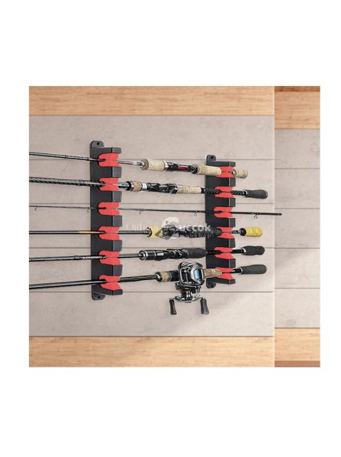 Falra szerelhető 6 lyukú horgászbottartó praktikus tároláshoz