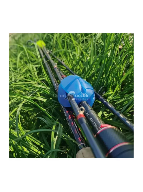 Szilikonos horgászbottartó kék színben - tartós és rugalmas anyagból horgászbotok stabil rögzítéséhez