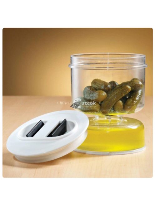 Homokóra alakú savanyúság és olajbogyó tároló üvegkészlet konyhai használatra