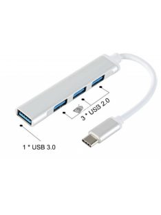   Type C 3.0, HUB 4 portos USB-elosztó fehér, többeszközös csatlakoztatáshoz