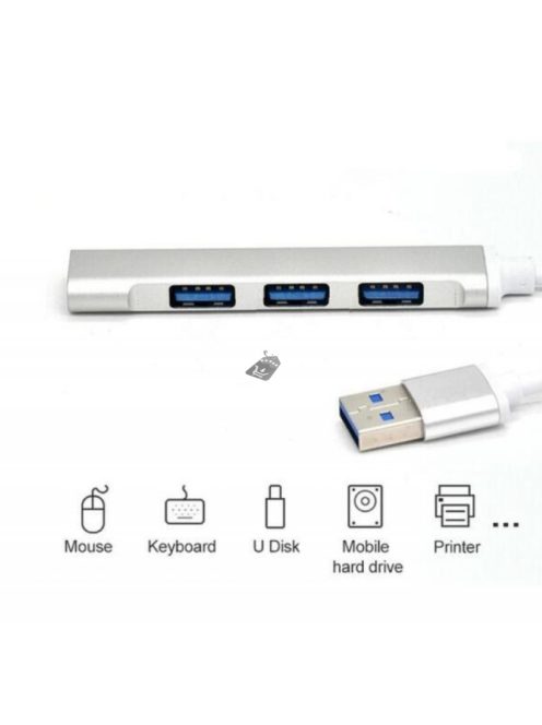 Type C 3.0, HUB 4 portos USB-elosztó fehér, többeszközös csatlakoztatáshoz