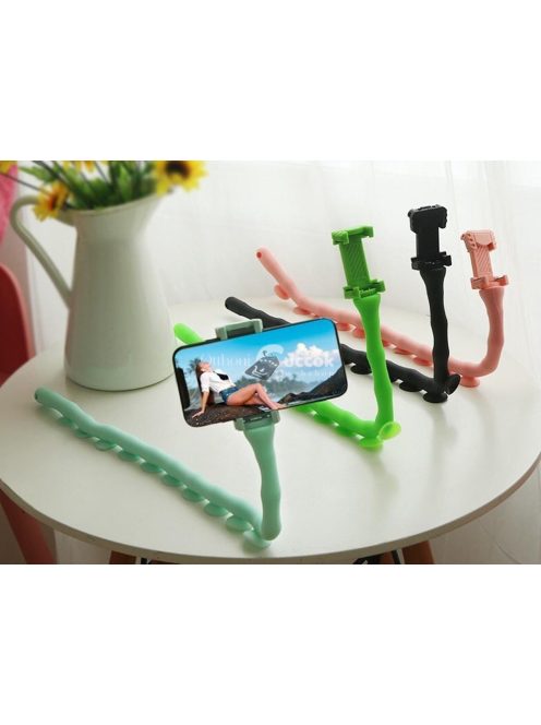 Tapadókorongos, flexibilis kukac telefontartó autóba és otthonra - Fekete