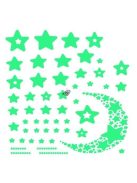 52 db-os, sötétben világító csillag falmatrica dekorációs készlet gyerekszobába