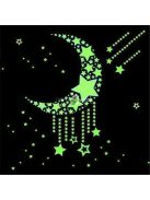 52 db-os, sötétben világító csillag falmatrica dekorációs készlet gyerekszobába